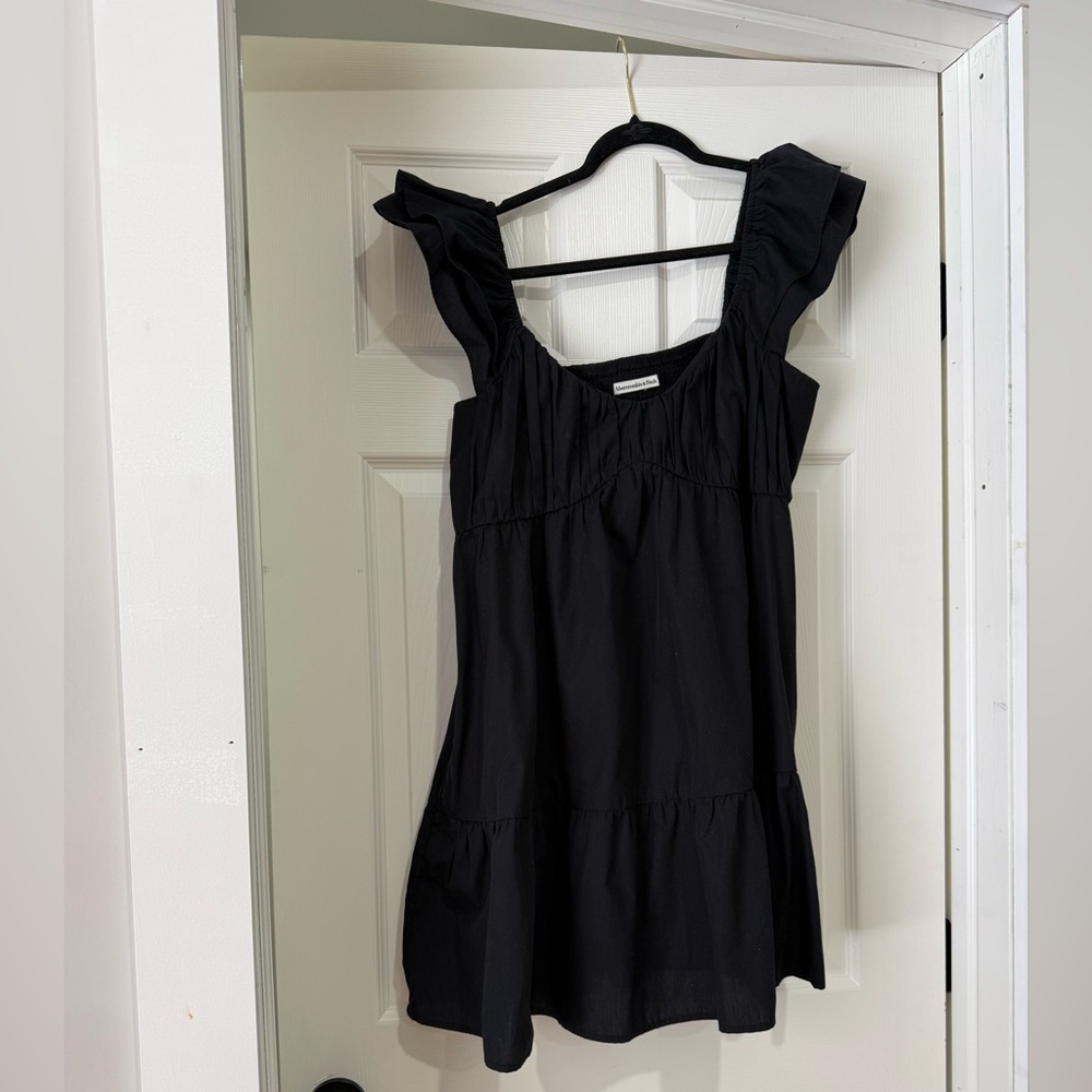 Abercrombie & Fitch Black Ruffle Sleeve Mini Dress